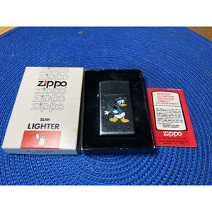 Vintage 1980 Slim Chrome Zippo Lighter "Walt Disney Productions Donald Duck"